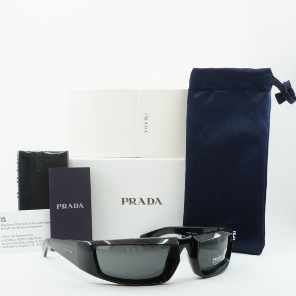 💯 NEW PRADA RUNWAY PR25YS 1AB5S0 BKACK DARK GREY SUNGLASSES - Picture 8 of 11